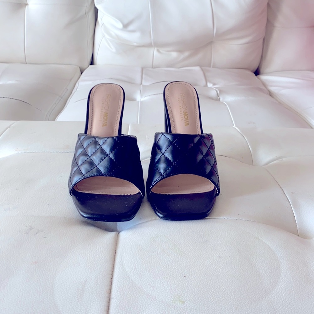 Black leather heels